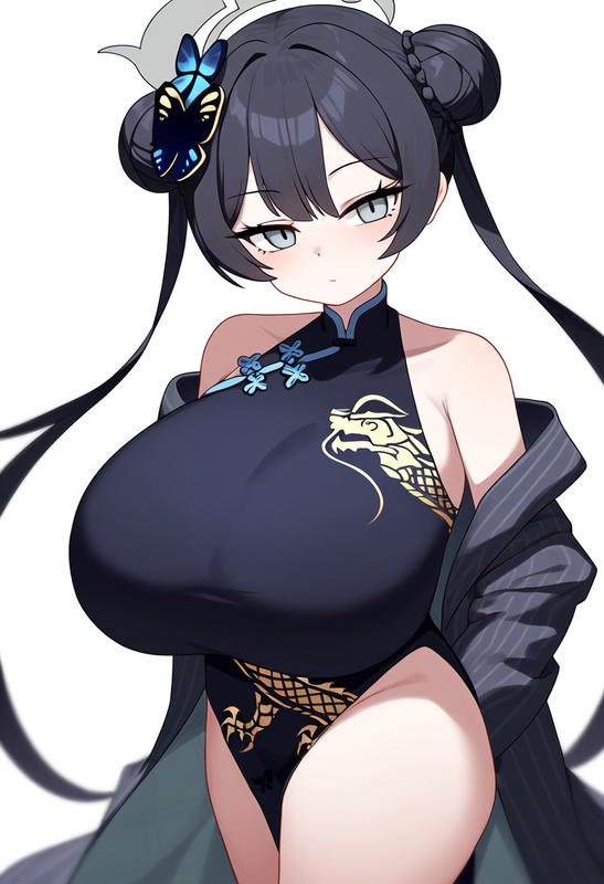 depth of field, 1girl, kisaki (blue archive), {{gigantic breasts}}, petite, blue s-2317776515