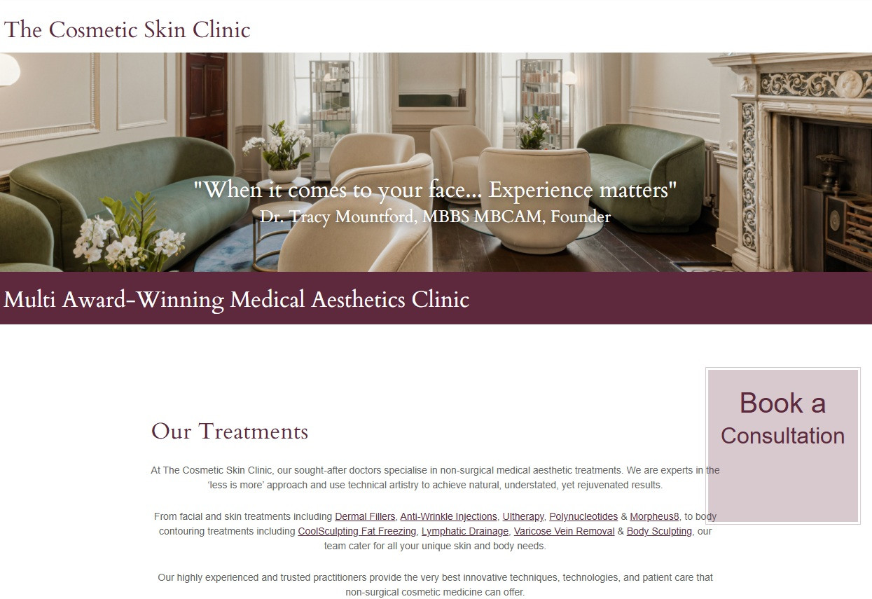 Cosmetic skin clinic interior showcasing medical aesthetic environment.