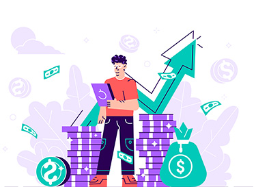 A man investing in stocks and getting profits