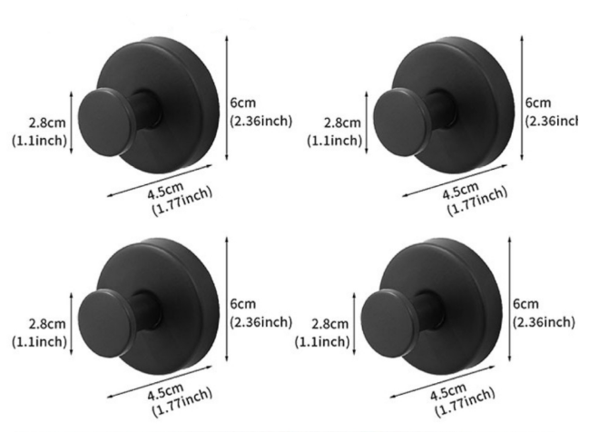 4-Pack Heavy Duty Vacuum Suction Cup Hooks Matte Black - Stainless Steel No-Drill Wall Hangers for Bathroom, Shower & Kitchen (Waterproof)