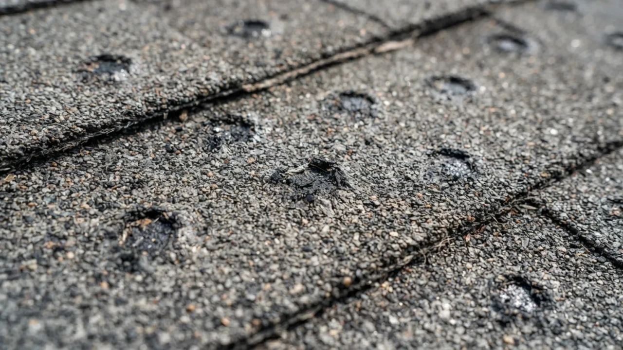 Hail damaged asphalt shingles San Antonio roof inspection