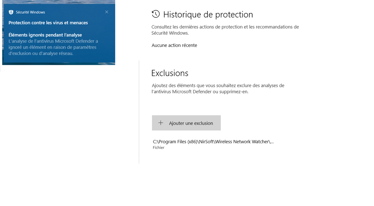 HISTORIQUE DE PROTECTION AU 20 DECEMBRE 2023