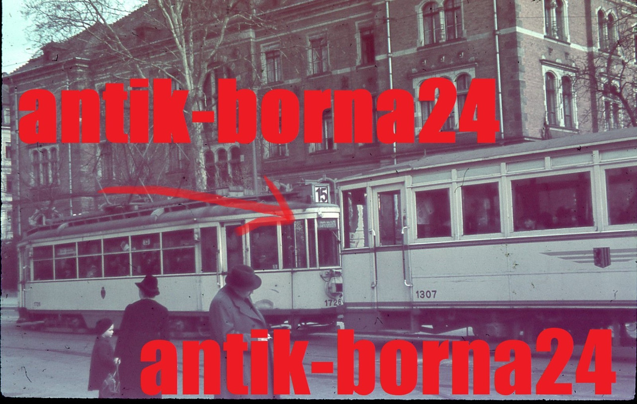 orig Farbdia Straßenbahn Dresden Hechtwagen 1940 gr Hecht DIA colourslide Tram