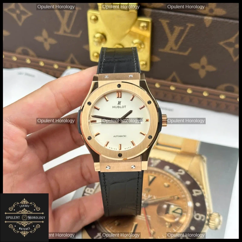 Hublot Classic Fusion King Gold Plated 42mm White Dial Swiss Automatic Movement