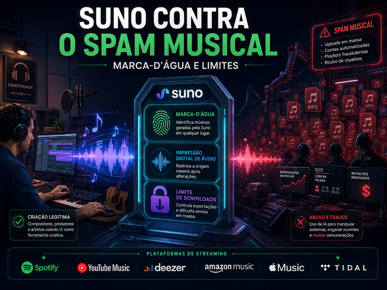 Suno cria marca-d’água e limita downloads para conter a enxurrada de música gerada por IA