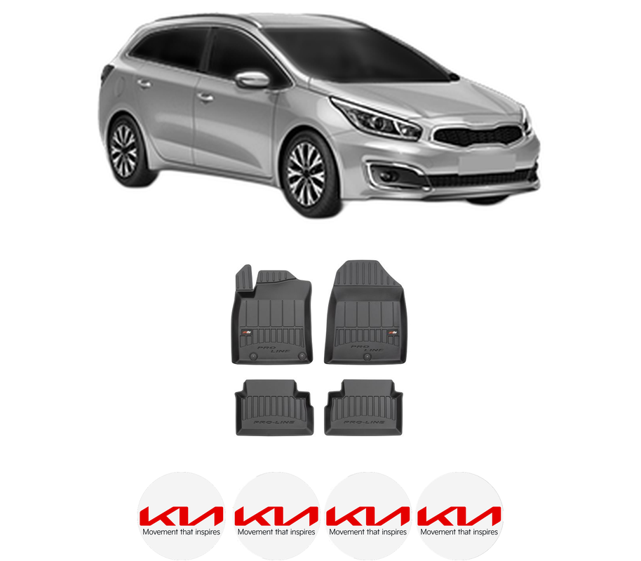 Set covorase presuri KIA CEED Sportswagon (CD) din 2018-2024, auto, din cauciuc thermoplastic, 4 Stickere auto cu KIA
