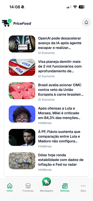Feed de notícias econômicas