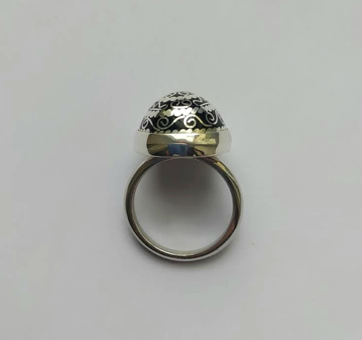 Minankari Ring Night Ornament, Handmade Sterling Silver, Artisan from Tbilisi - handmade cloisonne enamel