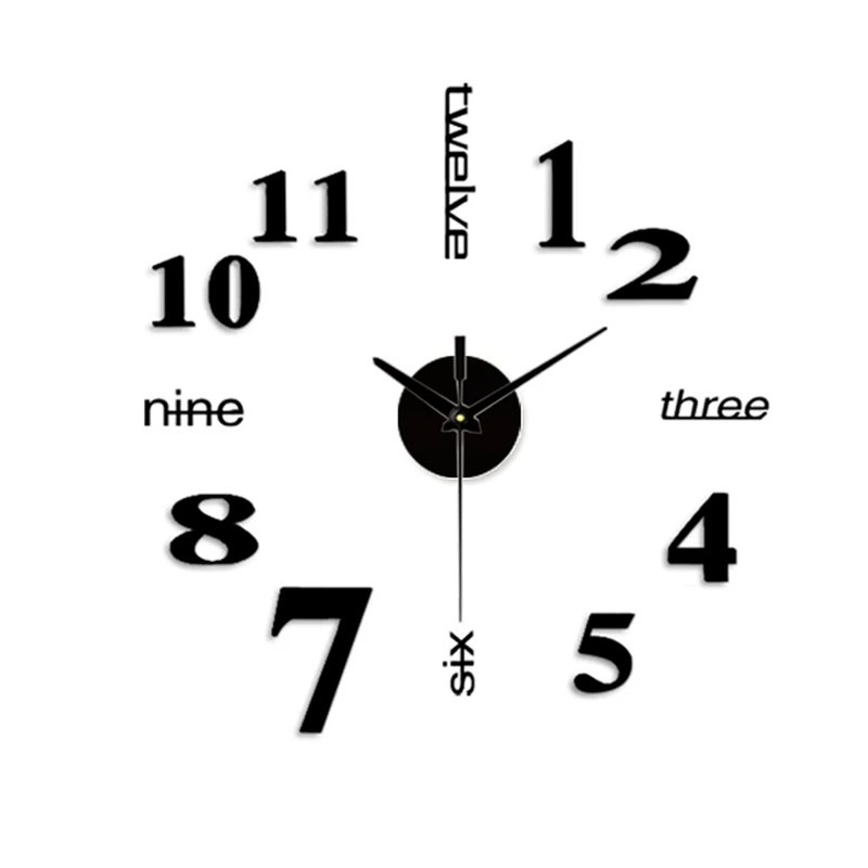 Reloj 3D 70CM Inglés (Negro)