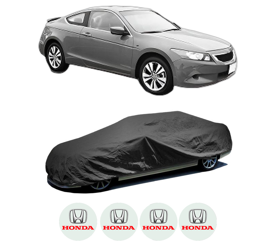 Husa tip prelata auto pentru HONDA ACCORD VIII (CP) din 2008-2012, Culoare Negru, material textil impermeabil, rezistanta la intemperii praf UV, CARPASSION Husa Protectie, 4 Stickere auto cu HONDA