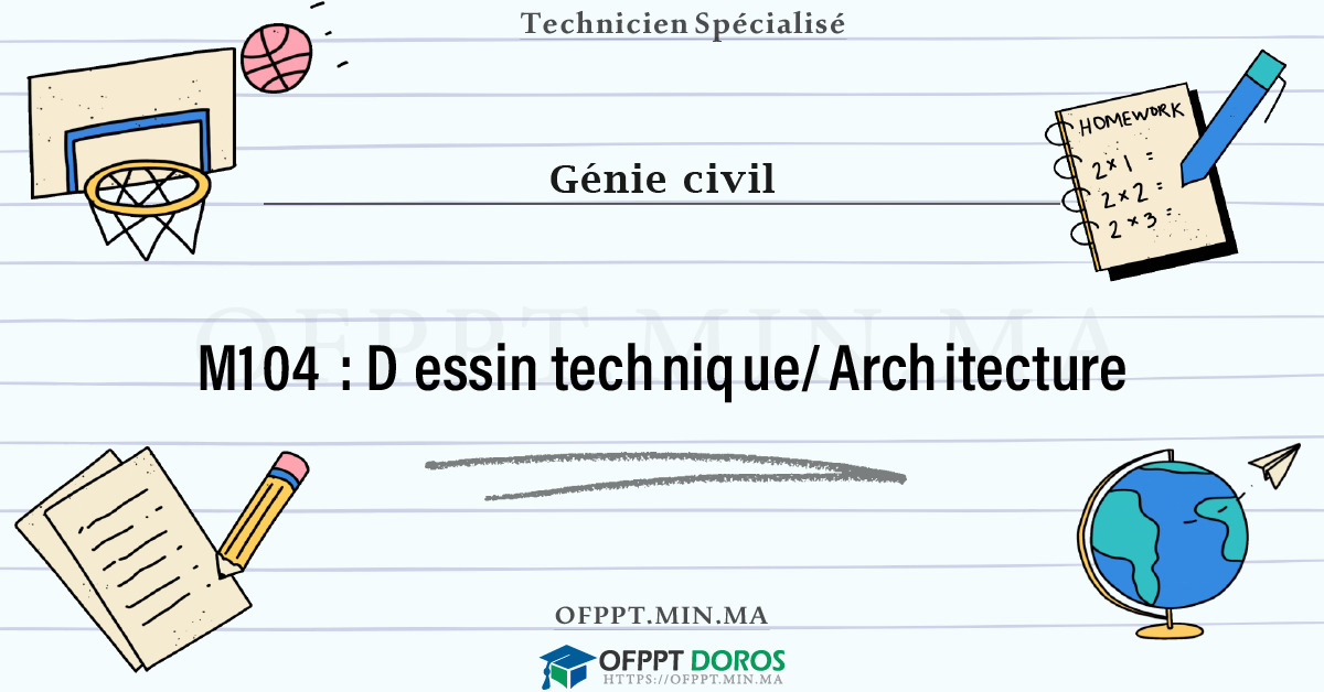 Sommaire détaillé du cours Dessin technique/Architecture M104 OFPPT - Structure du module