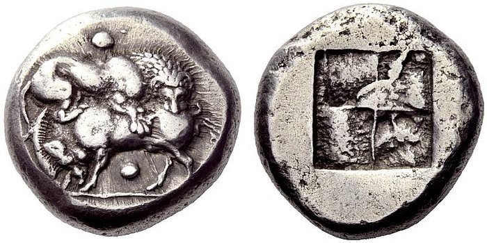 Tetradracma ático. Akanthos (Acanto, Actual Ierissos. Grecia). Año: 470-430 a.C. 672950
