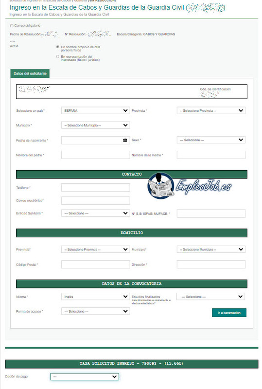 solicitud oposicion guardia civil
