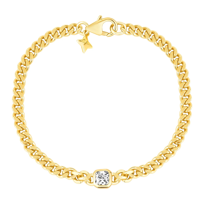 Pulseira Life Pul II em Prata 925 com Banho de Ouro Amarelo 18k e Pedras Incolores