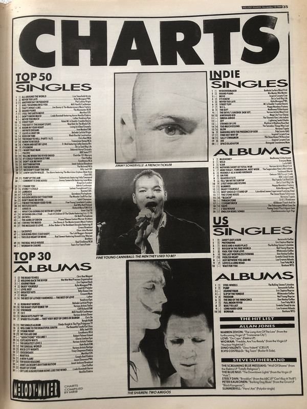 Melody Maker Nov 18 1989 charts p 35
