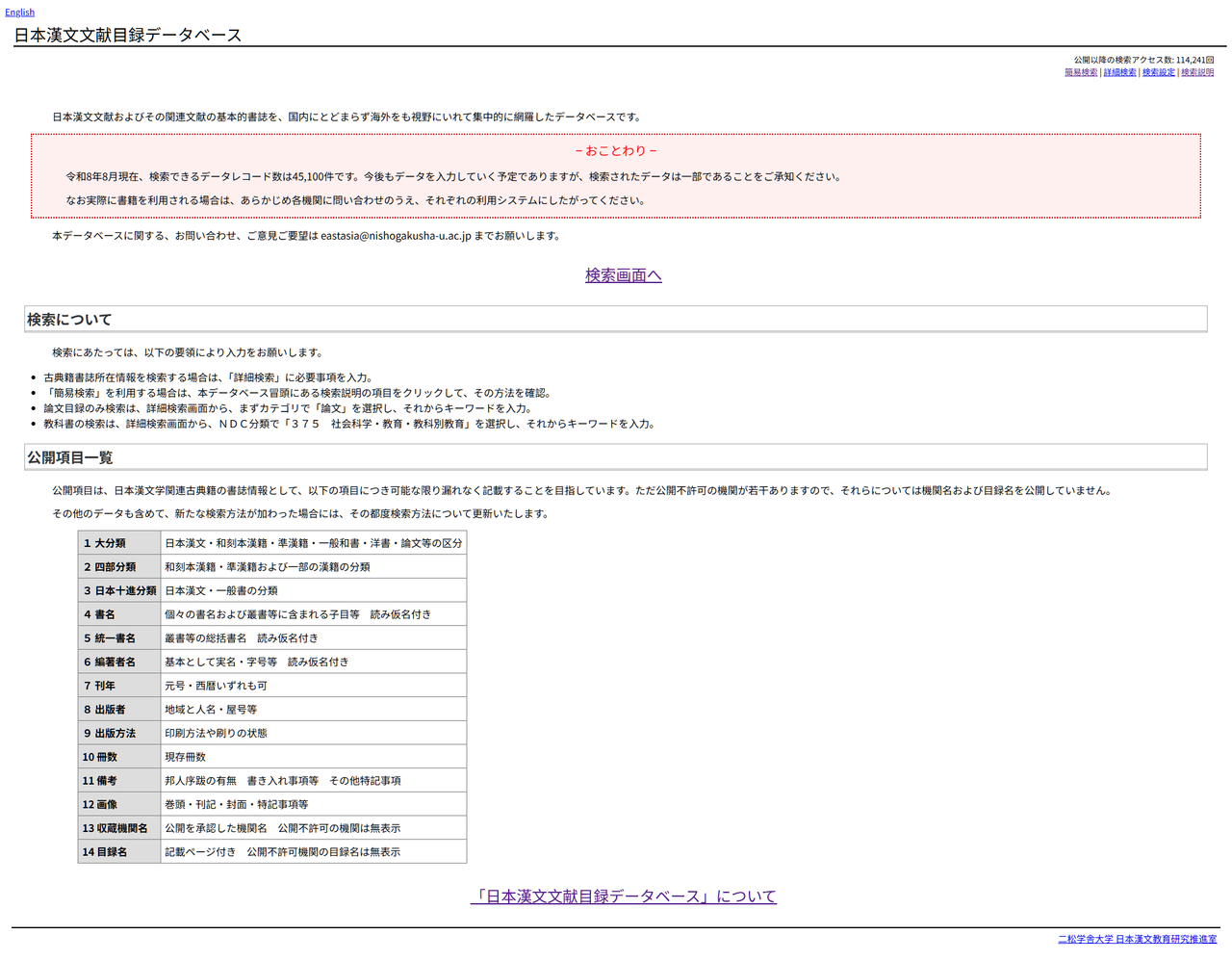 二松學舍大學 日本漢文文献目録検索