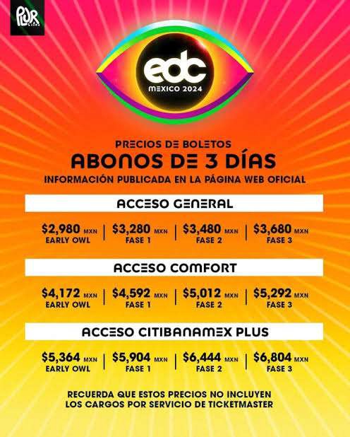 Ticketmaster: EDC MEXICO EARLY BIRD (30 agosto 2pm) 
