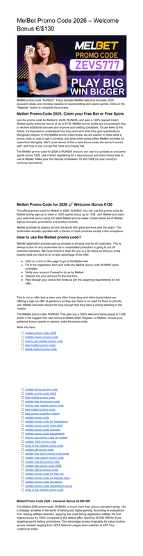 Melbet Promo Code RUN555 200 Sports Bonus