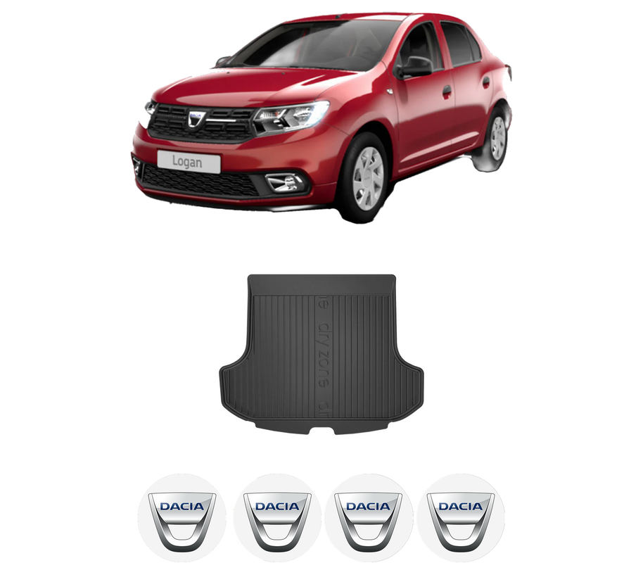 Tavita Portbagaj DACIA LOGAN II din 2012-2020, Protectie Portbagaj Auto, 4x Stickere auto cu DACIA