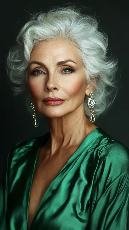 Silver Glam Waves for Ageless Allure - Hairstyles for Women Over 60 with Thin Hair