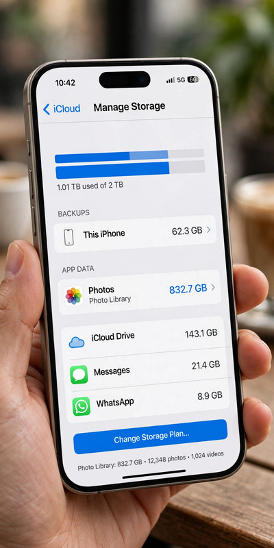 iCloud 저장 공간 관리 화면