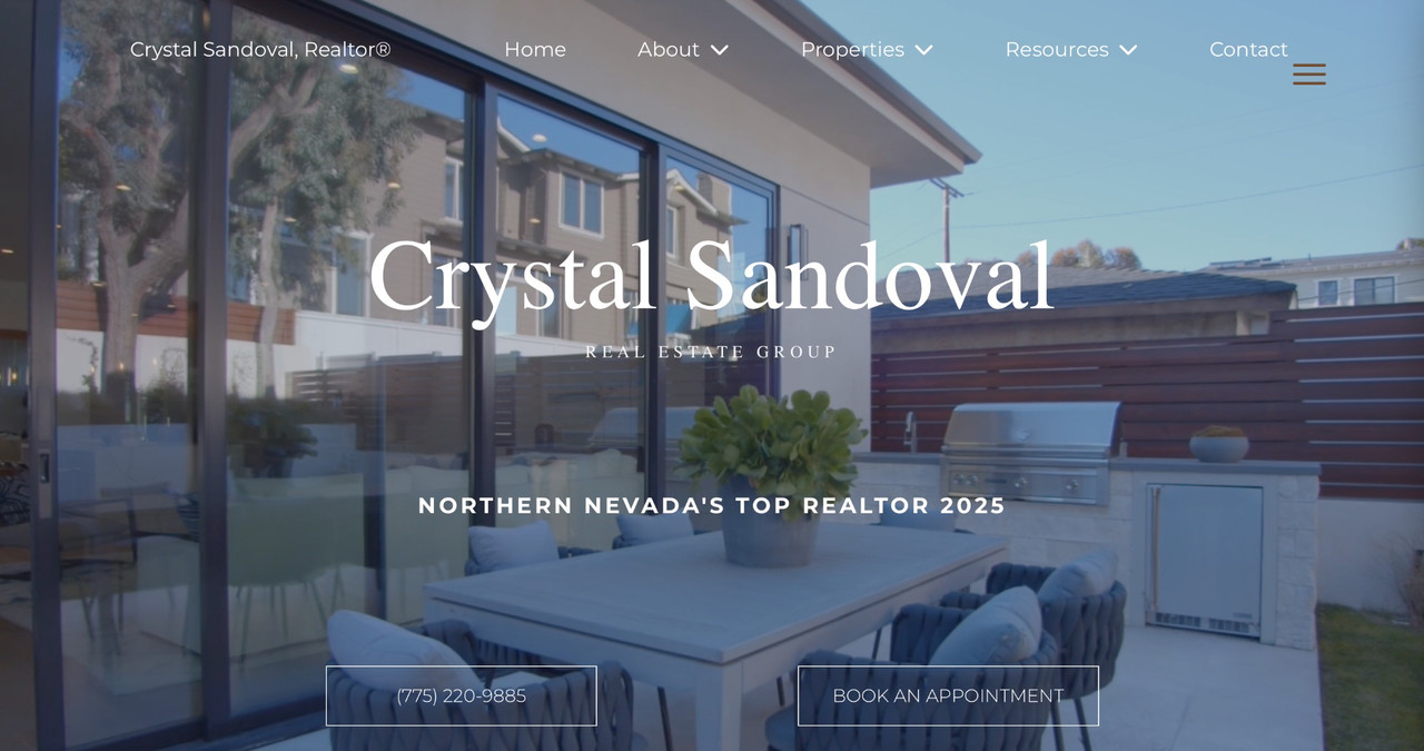 Crystal Sandoval website after Webstarz redesign