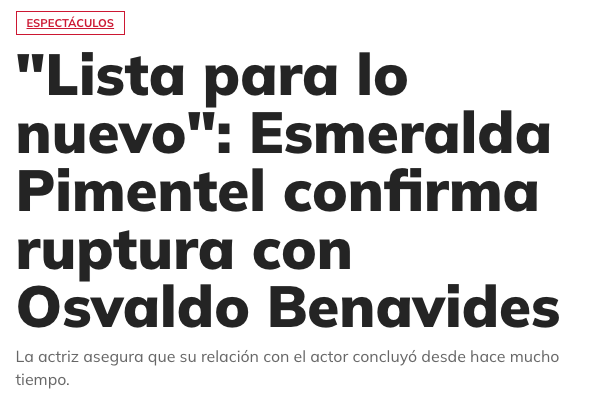 Esmeralda Pimentel confirma el fin de su romance con Osvaldo Benavides