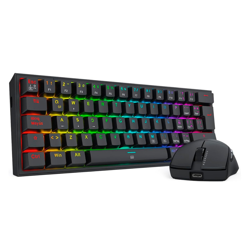 KIT REDRAGON TECLADO Y MOUSE S143 FIZZ/K1NG RGB BLACK
