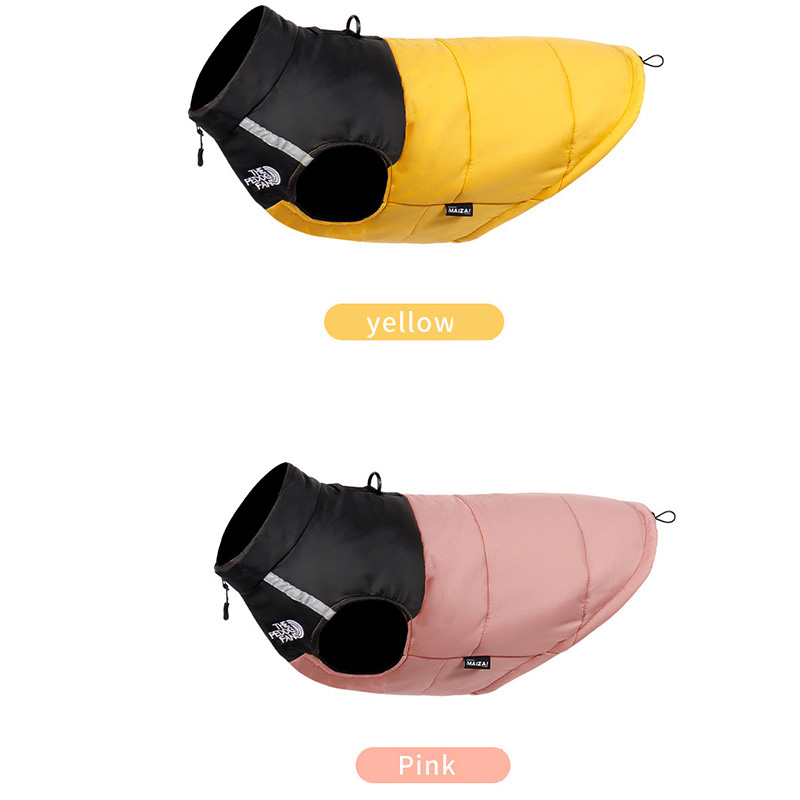 2-Pack (Pink + Yellow) —M Size — Warm, Thickened Winter Dog Coat / Pet Clothing — Waterproof Winter Dog Vest — Reflective Safety Design (Leash Compatible)