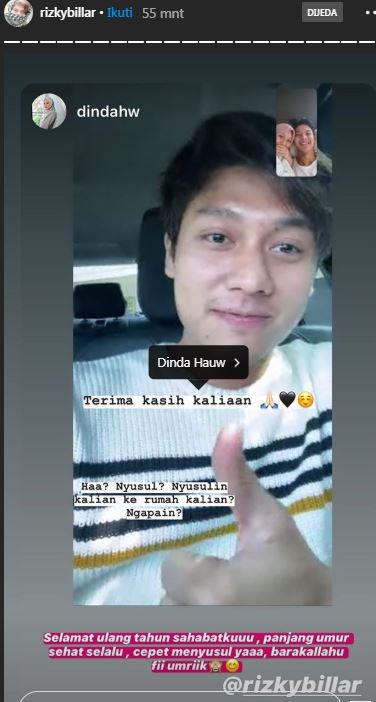 Balasan Rizky Billar untuk Dinda Hauw dan Rey Mbayang.