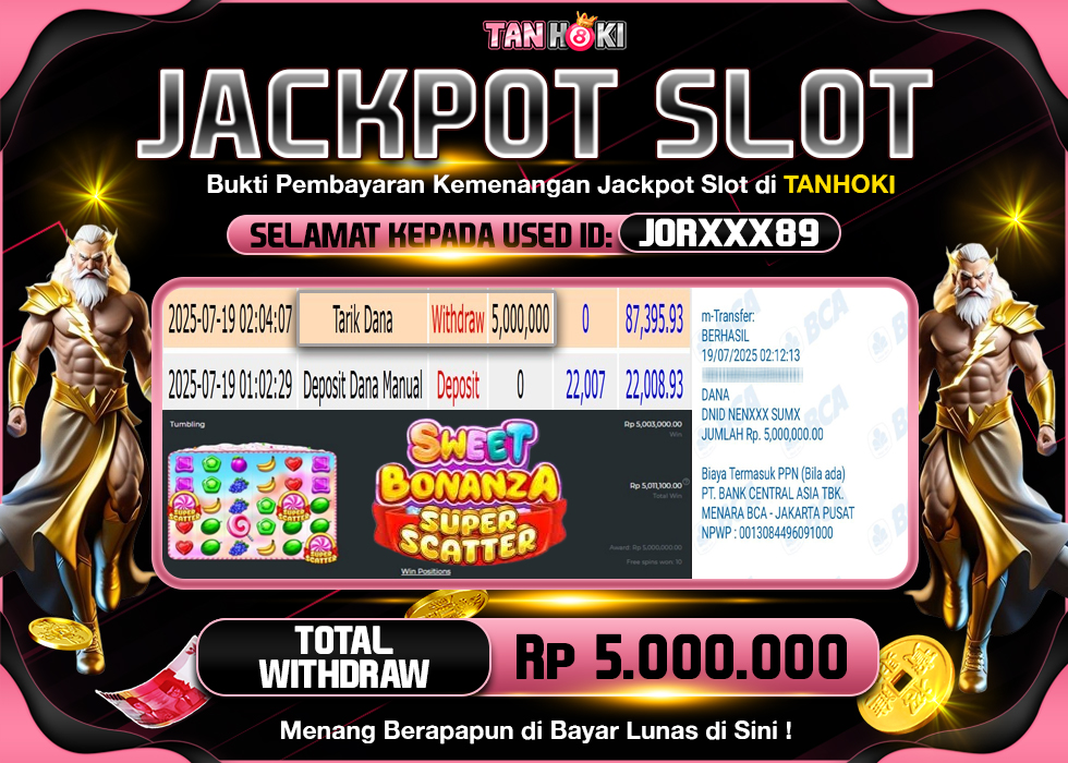 TANHOKI JACKPOT SLOT SWEET BONANZA SUPER SCATTER Rp.5.000.000,- LUNAS
