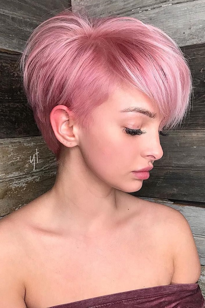 Pastel Pink Short Haircut