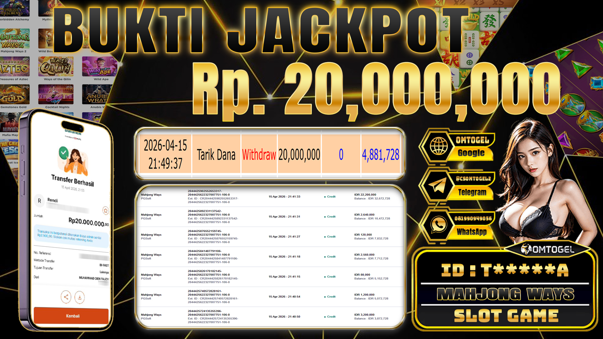 OMTOGEL JACKPOT PGSOFT MAHJONG WAYS ,20 JUTA DI BAYAR LUNAS ,-