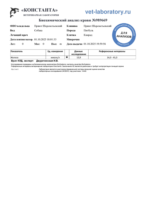 Биохимический анализ крови (989669)