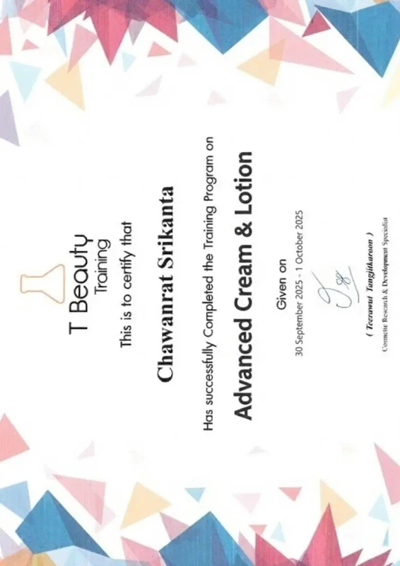 Advanced Cream & Lotion Formulation Certificate