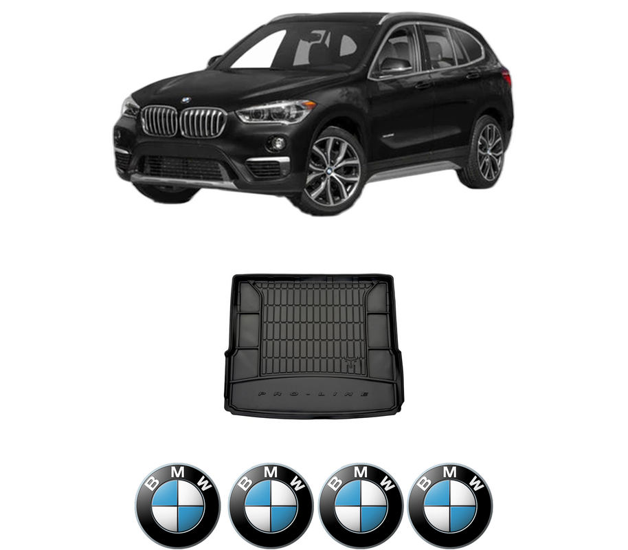 Tavita Portbagaj BMW Seria X1 (F48) din 2014-2022, Protectie Portbagaj Auto, 4x Stickere auto cu BMW