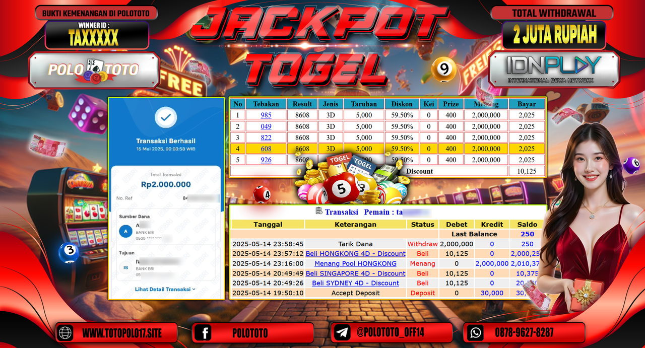 POLOTOTO JACKPOT TOGEL HONGKONG POOLS Rp.2.000.000,-
