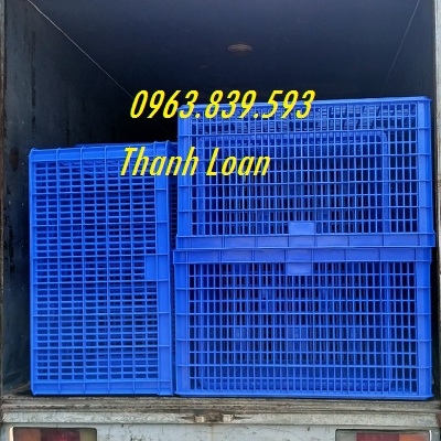 Sóng nhựa hở 26 bánh xe đựng nguyên vật liệu, trái cây, thành phẩm Song-nhua-hs015-xanh-duong-ro-nhua-26-banh-xe
