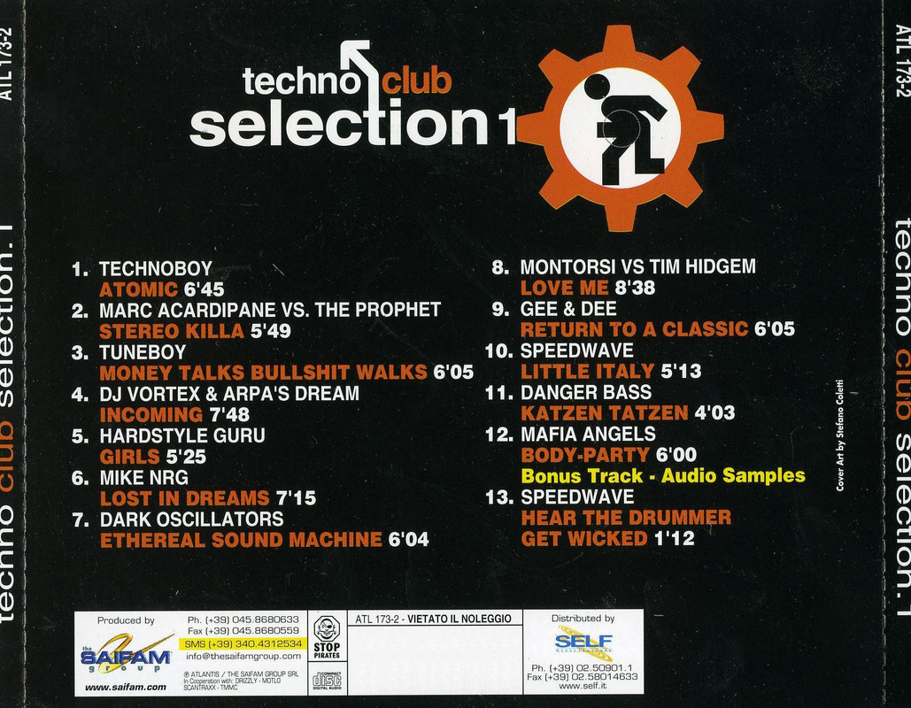 09/03/2024 - Techno Club Selection 1 (CD, Compilation)(Atlantis – ATL 173-2)   2005 Back