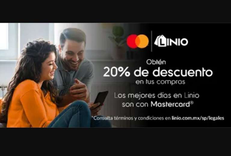 LINIO: 20% de Dcto. con Tarjeta Débito ó Crédito MasterCard | Compra mín $3000 (NU pasa a 9MSI)