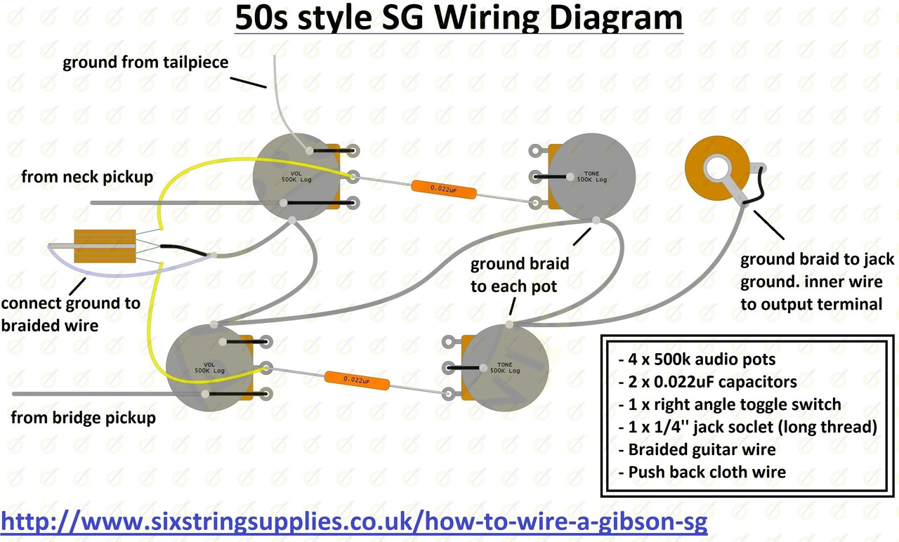 wiring diagram for Gibson SG gibson sg humbucker wiring diagram 