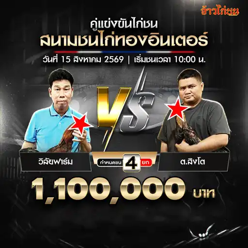 วิลัยฟาร์ม พบ ต.สิงโต สนามชนไก่ทองอินเตอร์ วันที่ 15 สิงหาคม 2569