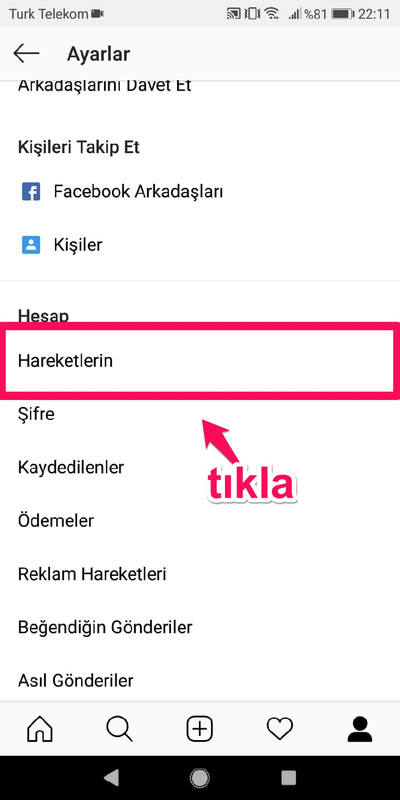 instagram hareketlerin