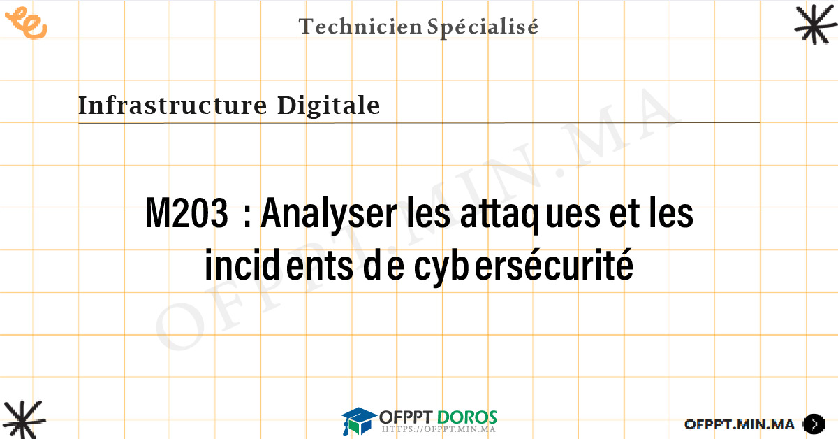 Sommaire détaillé du cours Analyser les attaques et les incidents de cybersécurité M203 OFPPT - Structure du module