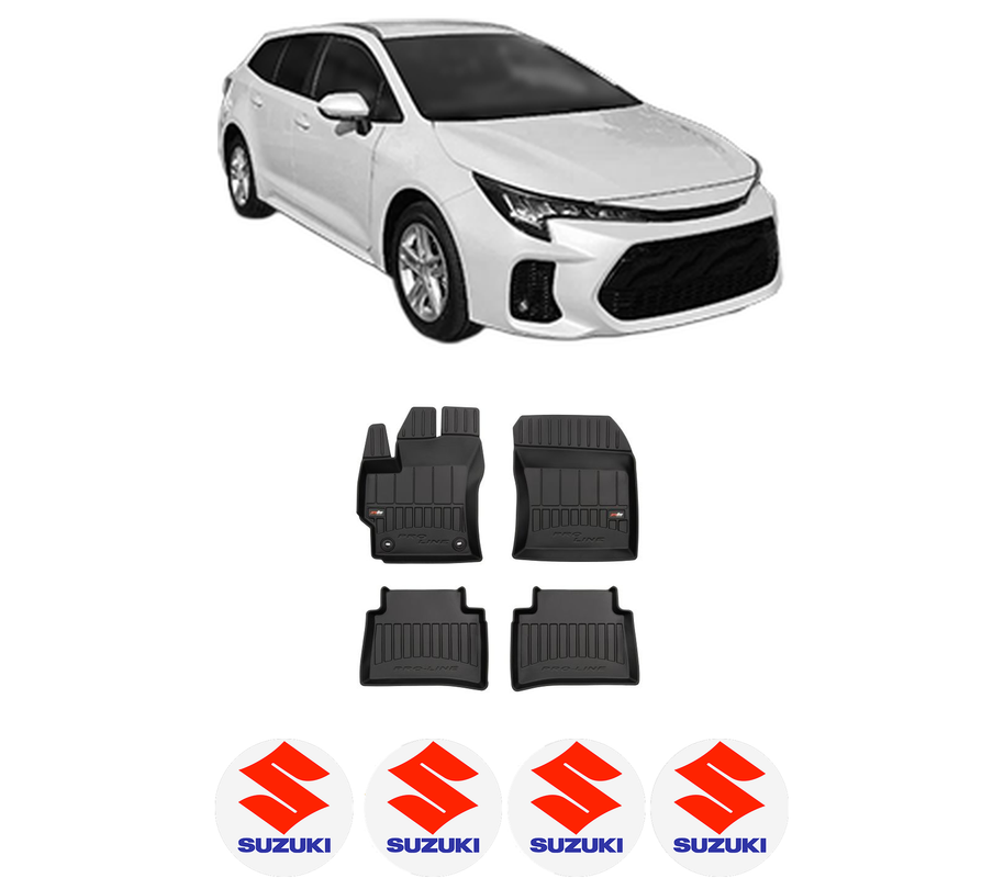 Set covorase presuri SUZUKI SWACE (AMZ_) din 2020-2023, auto, din cauciuc thermoplastic, 4 Stickere auto cu SUZUKI