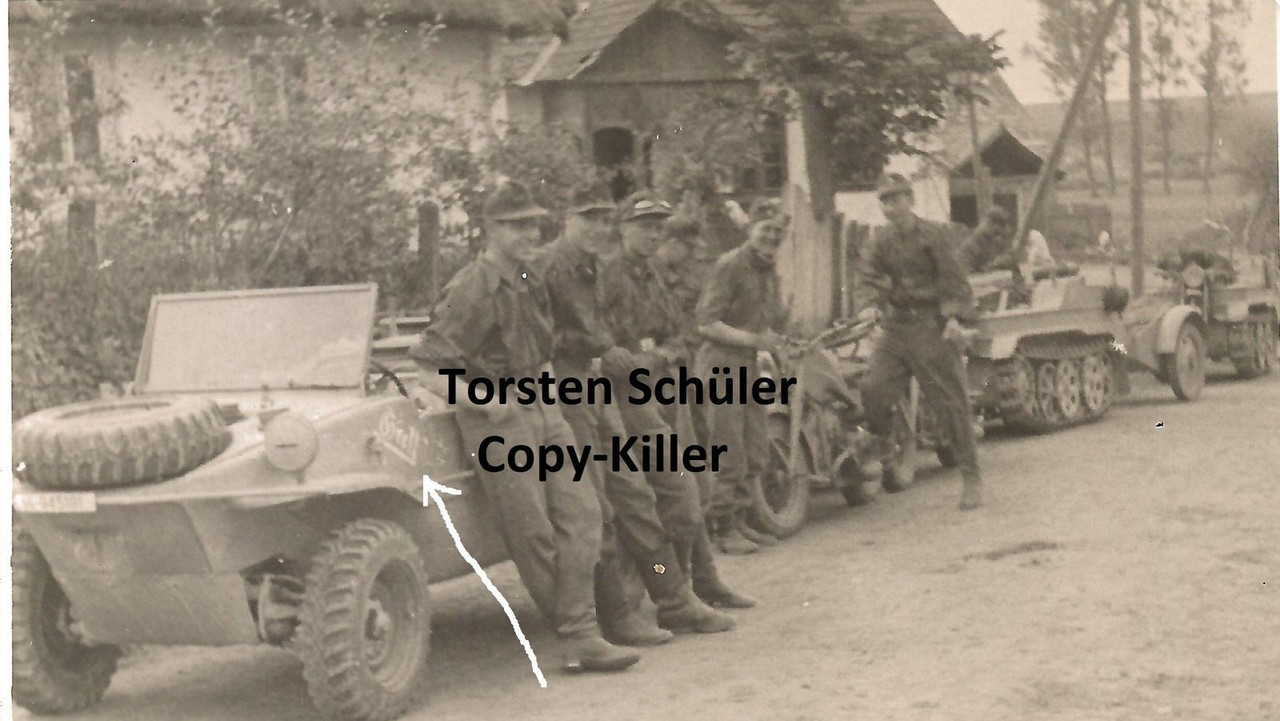 Kübelschwimmwagen   aufgemalter Name, NSU Ketten