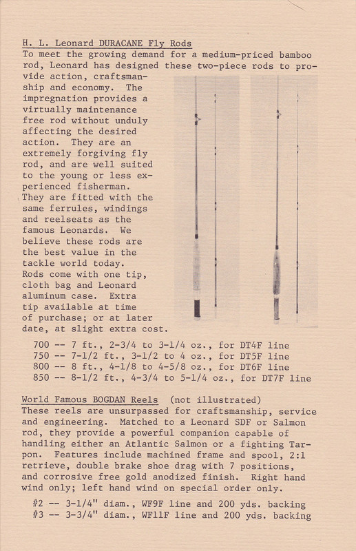 CATALOG - ~1971 H L LEONARD ROD CO (Duracane)