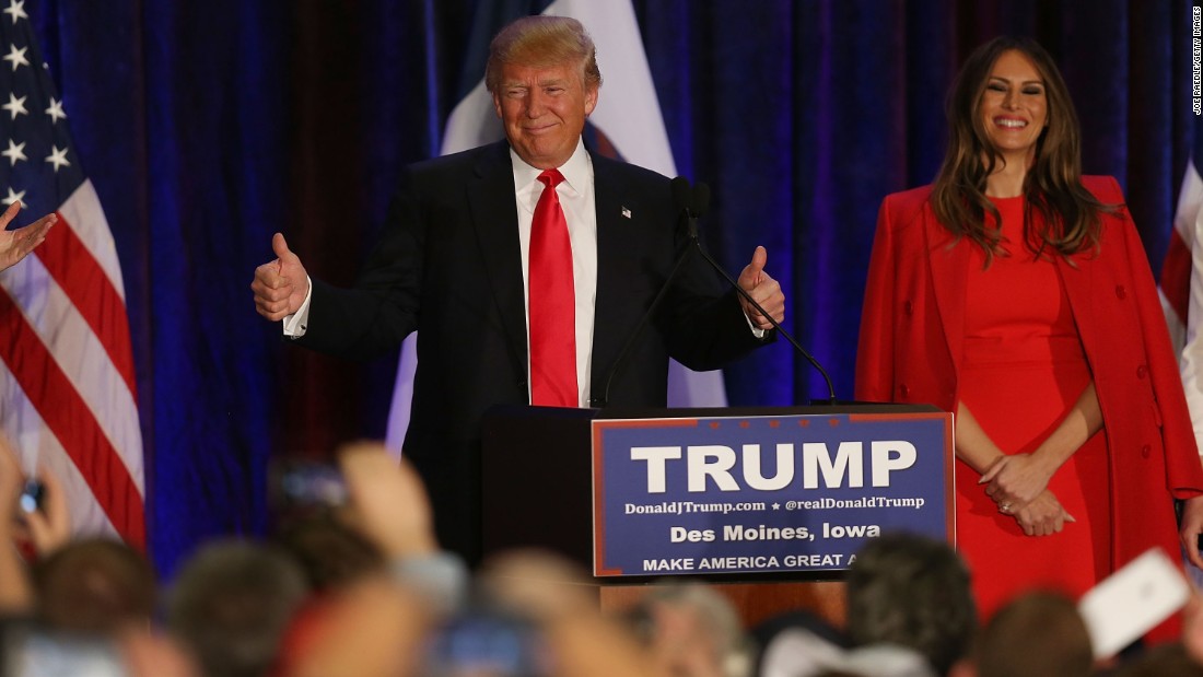 Donald Trump with Melania Trump in Iowa