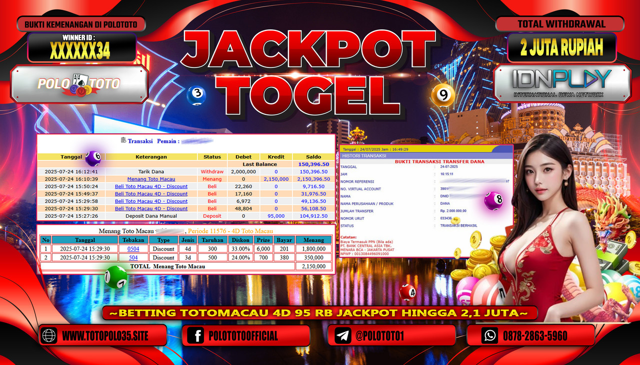 POLOTOTO JACKPOT TOGEL TOTO MACAU Rp.2.000.000,-