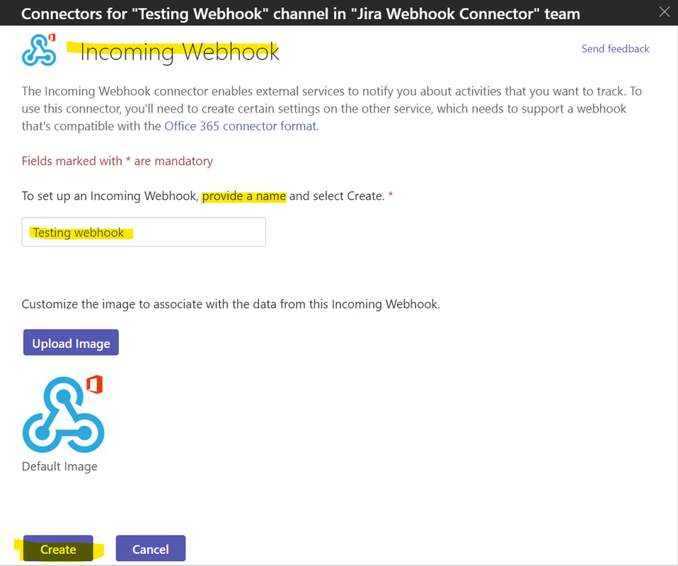 name of incoming webhook